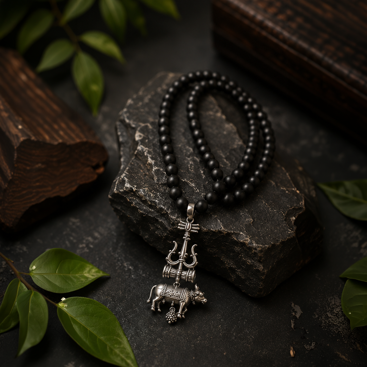 Karungali Mala with Nandi Pendant