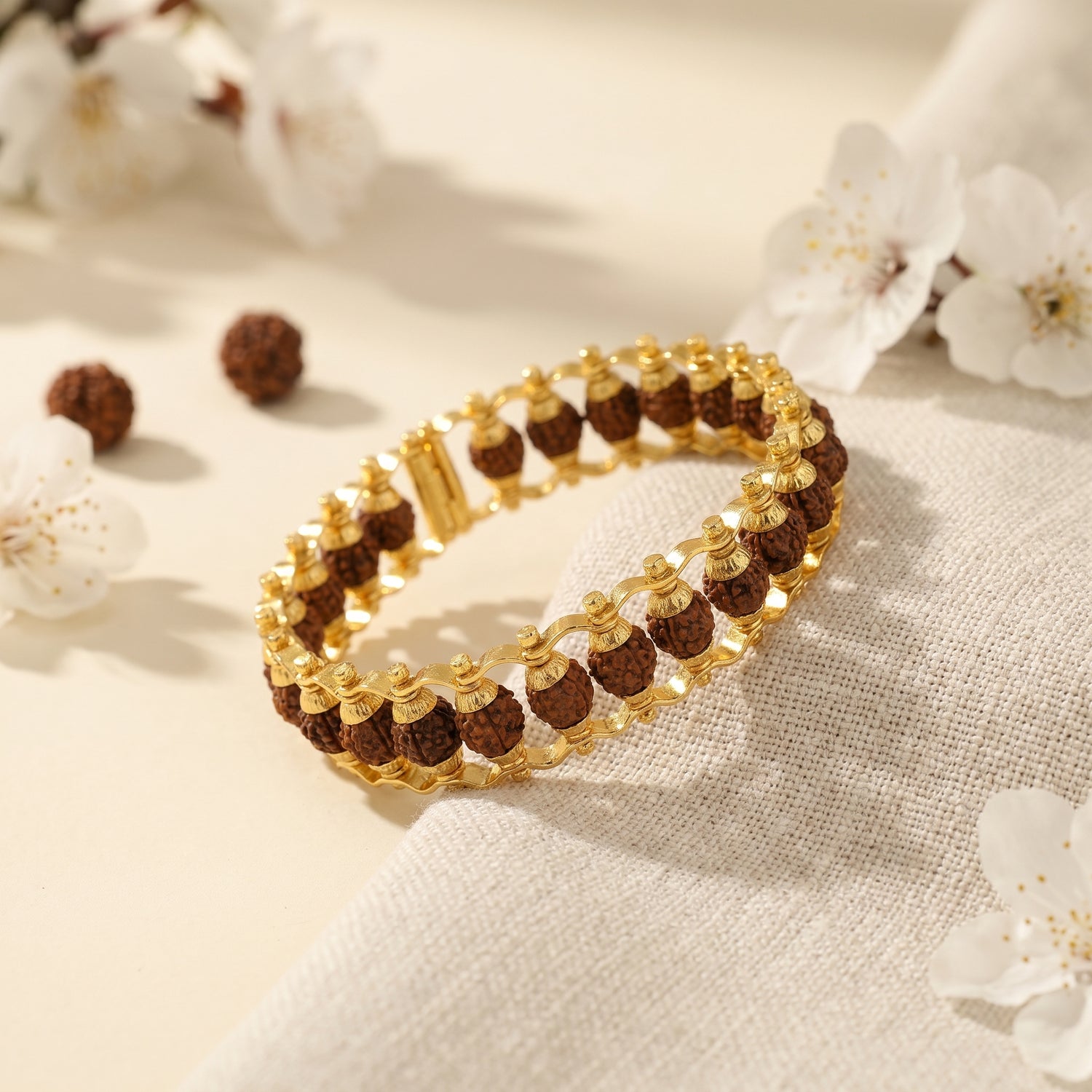 Gold Plated Rudraksha Bracelet