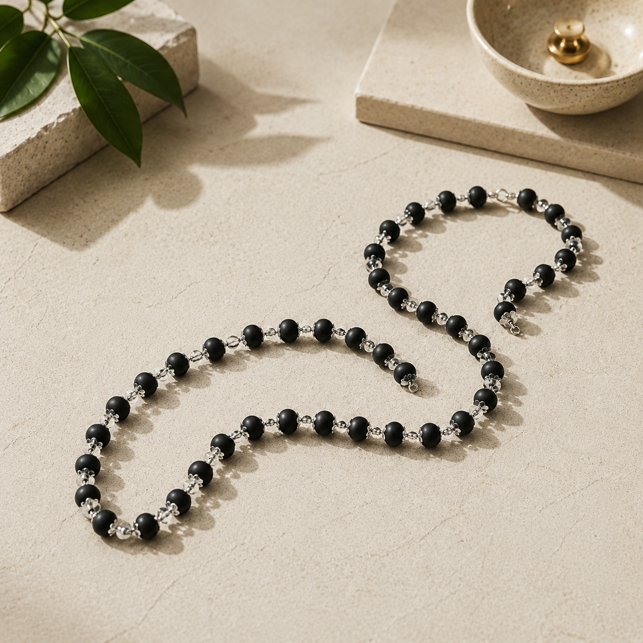 Silver Cap Karungali Mala