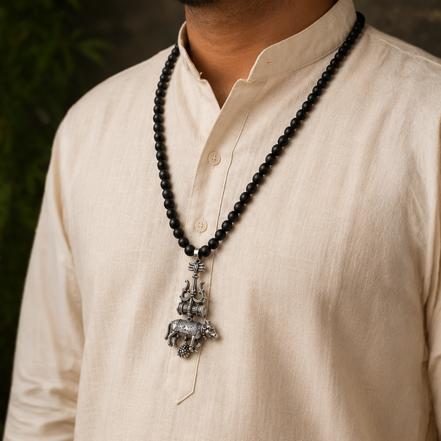 Karungali Mala with Nandi Pendant