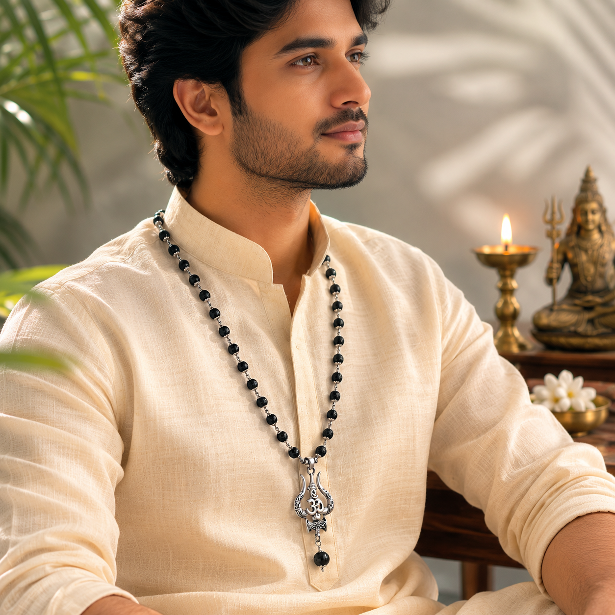 Om Trishool Rudraksha Mala