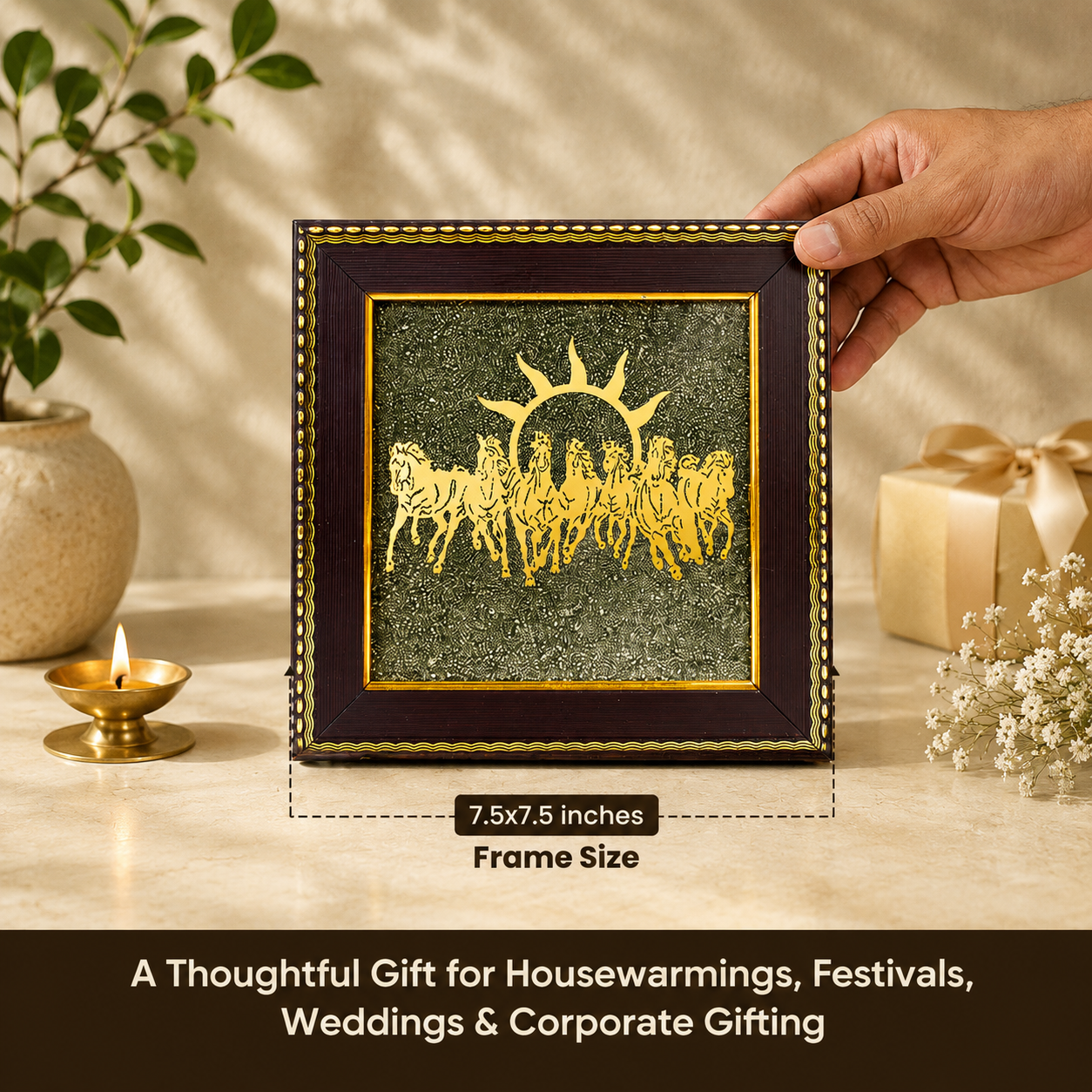 7 Horses Raw Pyrite Frame