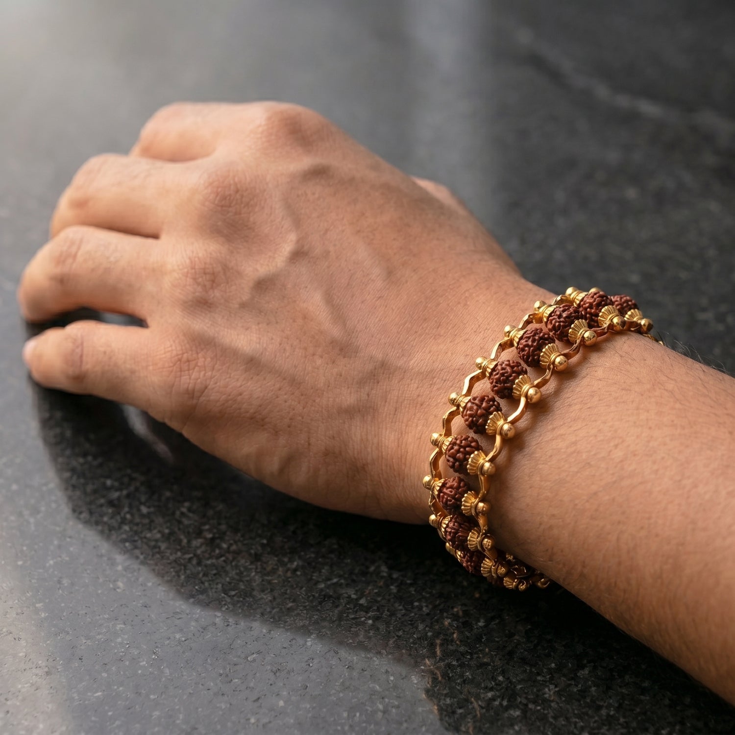 Gold Plated Rudraksha Bracelet