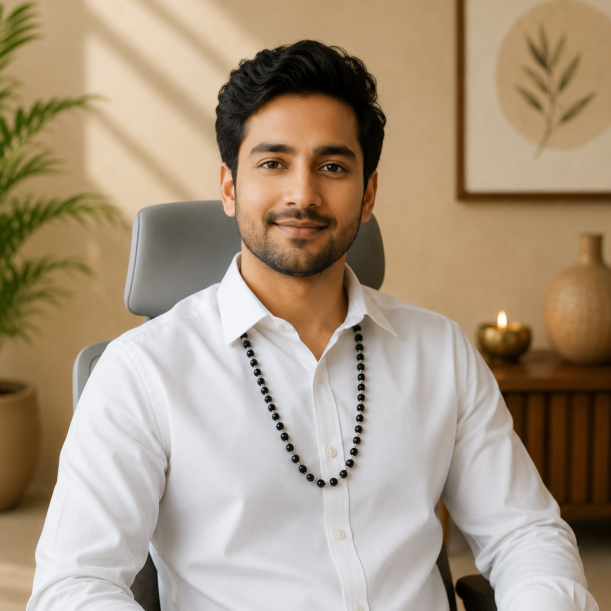 Silver Cap Karungali Mala