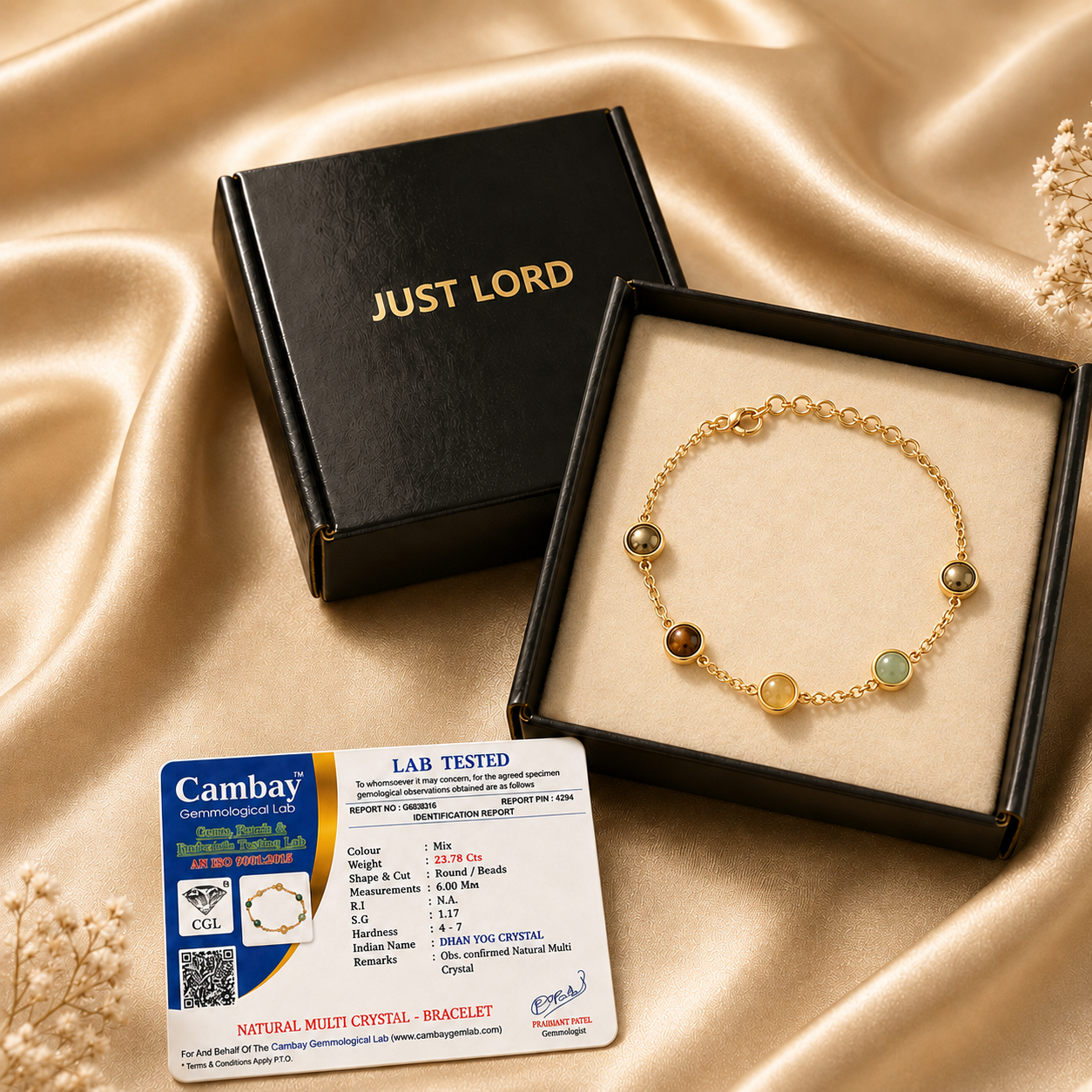 Dhan Yog bracelet in Just Lord gift packaging